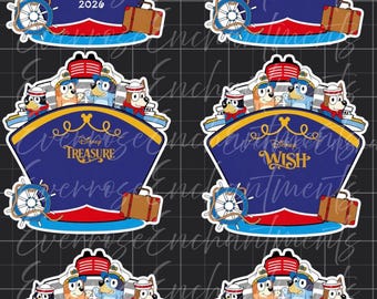 Bluey Cruise Door Magnet, Cruise DCL Gift Exchange Fish Extender Cruising Essential, Ship Friend Family Vacation Fridge Keepsake Pixie Dust