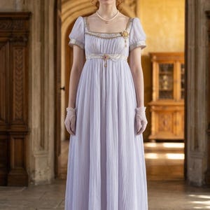 light purple renaissance dress Medieval Renaissance Princess Dress Purple Puff Sleeves Lace Trim Dress Gown Cosplay Costume