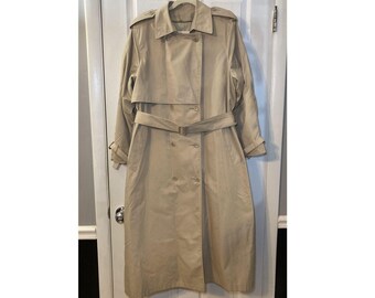 Vintage London Fog Double Breasted Trench Removable Lining Womens Size 14 Reg