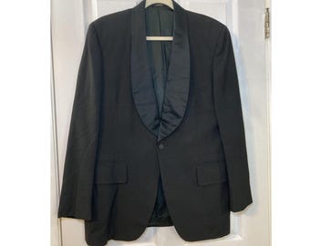 Vintage Chipp New York Black Bespoke One Button Tuxedo Jacket Size 42