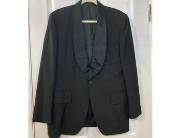 Vintage Chipp New York Black Bespoke One Button Tuxedo Jacket Size 42