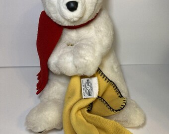 Dakotah Malden Mills PolarFleece Polar Bear Plush Red Scarf Yellow Blanket 1997