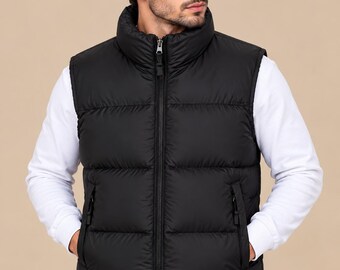 Gilet imbottito nero unisex / Strato casual per attività all'aperto / Gilet invernale