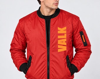 Giacca bomber rossa da uomo / Streetwear con grafica / Abbigliamento casual