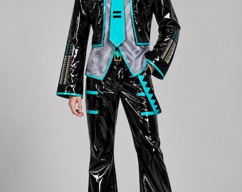 Costume futuristico da uomo / Completo cyberpunk nero / Costume di Halloween
