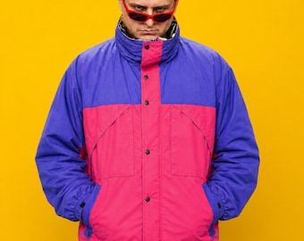 Giacca a vento Oliver Retro Color Block / Giacca da sci vintage anni '90 / Abbigliamento unisex per rave e festival