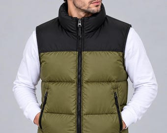 Gilet imbottito unisex a blocchi di colore / Gilet trapuntato da uomo e da donna / Gilet casual per attività all'aperto