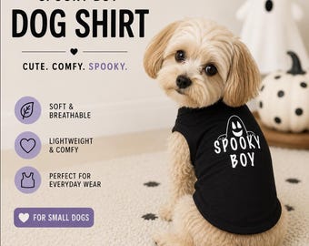 Halloween Dog Shirt, Spooky Boy Dog Shirt, Cute Ghost Dog Outfit, Halloween Dog Clothes, Small Dog Shirt, Spooky Pet Costume