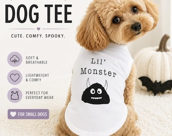 Halloween Dog Shirt, Lil Monster Dog Shirt, Cute Halloween Dog Outfit, Small Dog Clothes, Funny Pet Shirt, Spooky Dog Costume