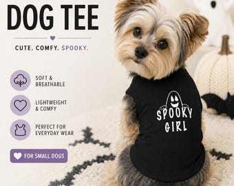Halloween Dog Shirt, Spooky Girl Dog Shirt, Cute Ghost Dog Outfit, Halloween Dog Clothes, Small Dog Shirt, Spooky Pet Costume