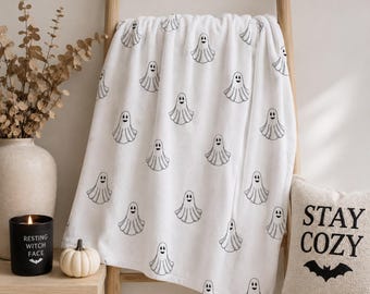 Ghost Halloween Blanket, Cute Spooky Throw Blanket, Cozy Halloween Decor, Vintage Ghost Blanket, Fall Home Decor, Halloween Gift