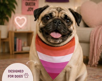 Lesbian Flag Dog Bandana, Clip on Pride Pet Accessory, LGBTQ+ Pet Scarf