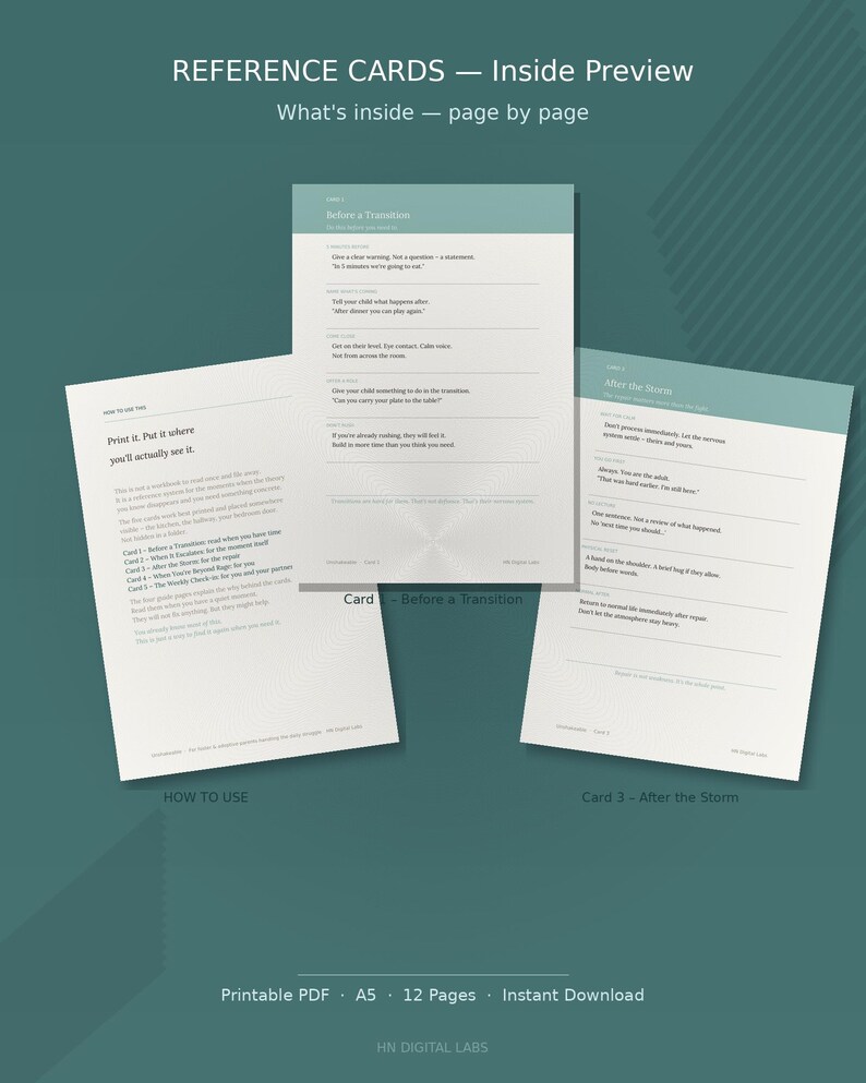 Foster Parent Printable PDF | Reference Cards for Attachment Disorder ...