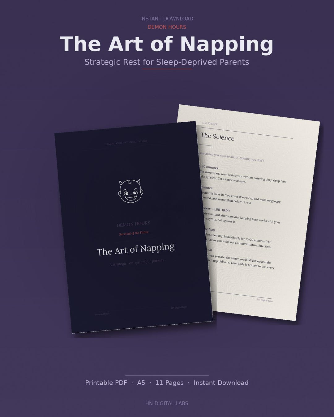 Parent Nap Tracker Printable PDF | Strategic Napping for Sleep-deprived ...