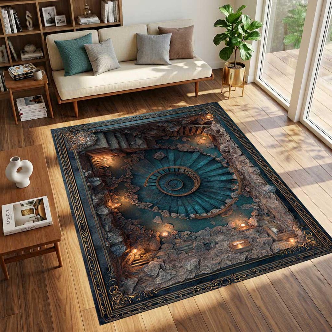 3D Spiral Dungeon Rug, Dwarf Mine Fantasy Carpet, RPG Gamer Decor - Etsy
