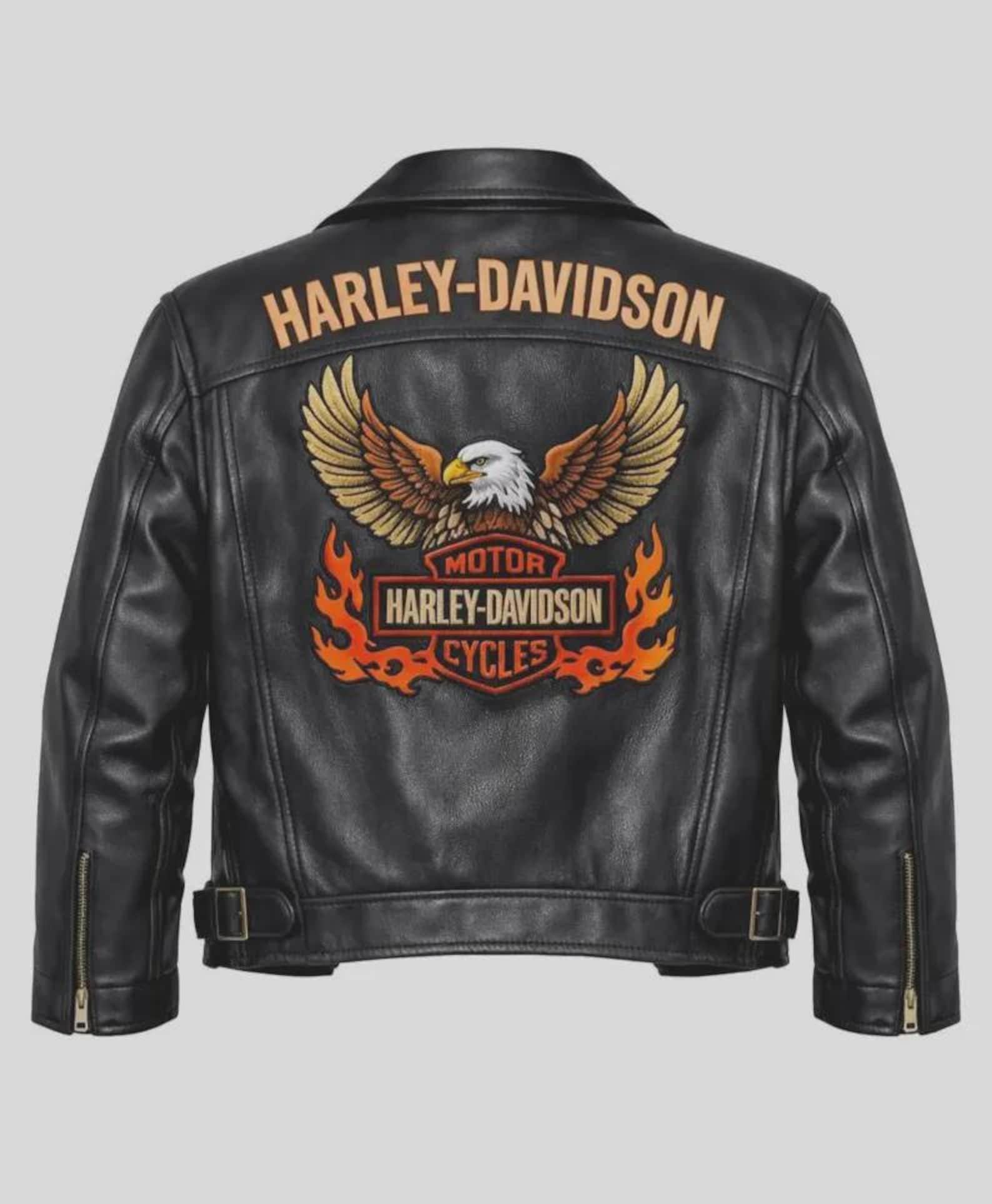 Harley Davidson Leather Flames Jacket - Etsy