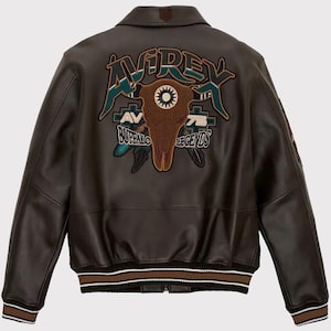 Kurtka skórzana Avirex męska Buffalo Legends A2 z krowiej skóry vintage brown bomber patch coat
