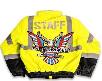 Veste de sécurité réfléchissante Diplomats Staff - Manteau streetwear graphique Eagle