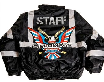 Diplomate Personnel de sécurité Blouson de moto noir réfléchissant en maille, Veste d'équitation orange, Blouson de motard léger