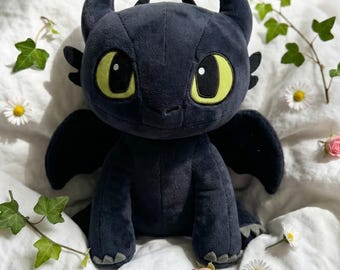 Toothless Plush Toy, How to Train Your Dragon Stuffed Animal, Night Fury Dragon Plushie, Kawaii Gamer Gift, HTTYD Plushie Toy