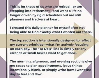 A Day in the Retirement Life Planner Sheet