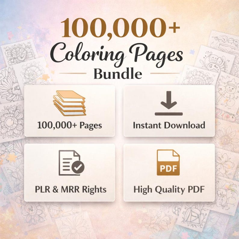 100,000+ Coloring Bundle Pack , PLR/MRR Rights PDF Download - Etsy