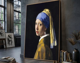 Vermeer Girl with Pearl Earring Canvas Print, Classic Portrait Wall Art, Timeless Home Decoration