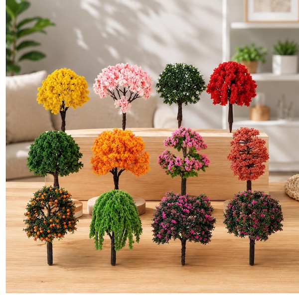 12PCS Miniature Willow Trees, Fairy Garden Accessories, Dollhouse Decor, Terrarium Plants