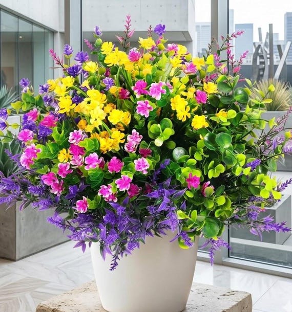 12 Pcs UV Resistant Artificial Flowers for Outdoor Porch Patio Garden Decor