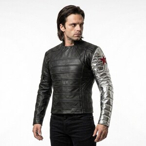 winter soldier cosplay, bucky barnes jacket, marvel cosplay, captain america, silver arm jacket, movie cosplay, tactical jacket men, comic con costume,, halloween superhero, sebastian stan, metal arm costume, MCU Cosplay, Vibranium Arm, comic con cosplay, superhero costume, avengers cosplay, captain America, cosplay jacket, superhero costume, bucky barnes costume, bucky jacket, silver sleeve jacket, Winter Soldier Costumes, Winter Soldier Outfit, Winter Soldier Bucky Barnes Jacket, falcon winter