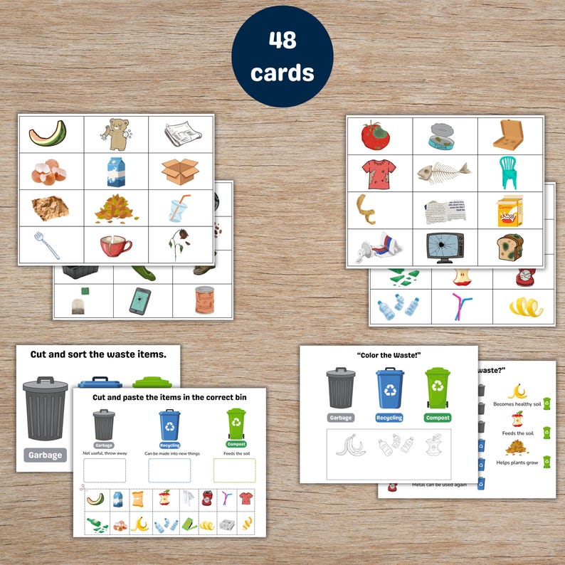 Waste Sorting Activity | Montessori Printable Game | Garbage Recycling ...