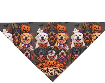Halloween-Hundehalstuch | Kürbisse, Geister, Süßes oder Saures