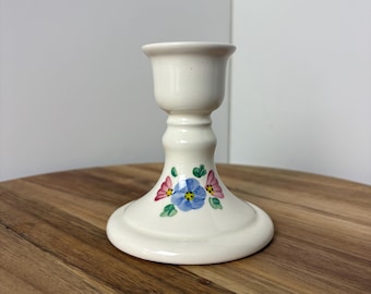 Vintage Ceramic Candle Holders - Hand Painted Floral Motif