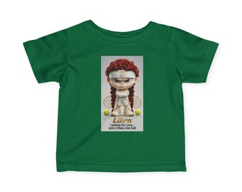 T-shirt Weegschaal Boy Zodiac Tennis Cartoon | Jersey T-shirt voor baby's en peuters, op zoek naar liefde en een gesprek