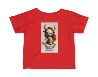 Taurus Girl Zodiac Tennis Cartoon T-shirt | Jerseyt-shirt voor baby's en peuters, zal verzamelen voor snacks