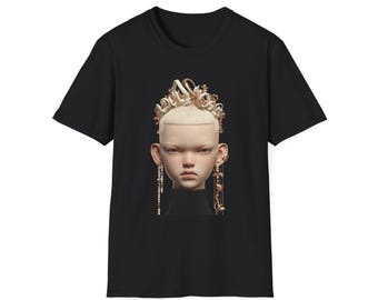 Avant-garde T-shirt met artwork van gezicht Regal | Surrealistisch T-shirt met portret