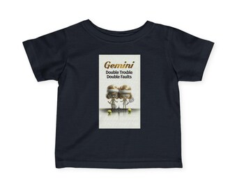 T-shirt Gemini Girl Zodiac Tennis Cartoon | Jerseyt-shirt voor baby's en peuters, Double Trouble Double Faults