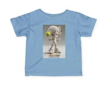 T-shirt Waterman Boy Zodiac Tennis Cartoon | Jerseyt-shirt voor baby's en peuters, Serving Up Good Vibes