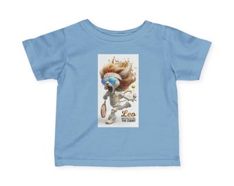 T-shirt Leo Boy Zodiac tenniscartoon | Jerseyt-shirt voor baby's en peuters, Born to Rue the Court