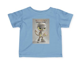 T-shirt Schorpioen Jongen Zodiac Tennis Cartoon | Jerseyt-shirt voor baby's en peuters, steken als een racket