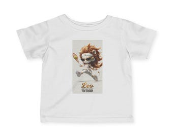 T-shirt Leo Girl Zodiac Tennis Cartoon | Jerseyt-shirt voor baby's en peuters, Born to Rue the Court