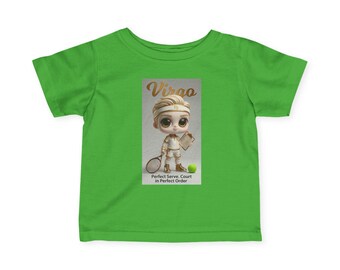 Maagd Boy Zodiac Tennis Cartoon T-shirt | Jerseyt-shirt voor baby's en peuters, Perfect Serve Court, in perfecte staat