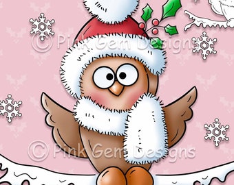 Digi Stamp Christmas Owl, WINTER HOOT, Christmas Owl Digistamp, Christmas Digi Stamp, Christmas Owl Digi Stamp, 1 Colour png, 1 line art png