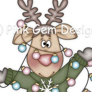 Digi Stamp Weihnachtslichter. Rentier. Weihnachten
