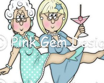 Digital Digi Stamp Molly and Friend. Lady  Birthdays. Mother's  Day