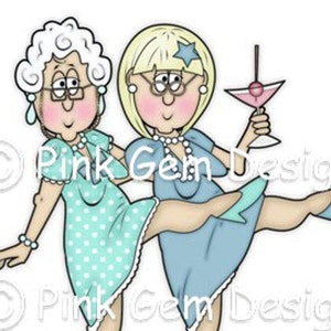 Digital Digi Stamp Molly and Friend. Lady  Birthdays. Mother's  Day