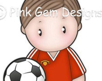 Digi Stamp Football Andy. Boy's Birthday, Cards, Invitations etc