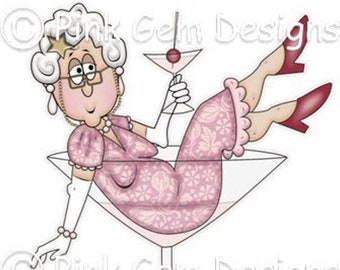 Digital Digi Stamp  Cocktail Molly . Lady  Birthdays. Mother's  Day