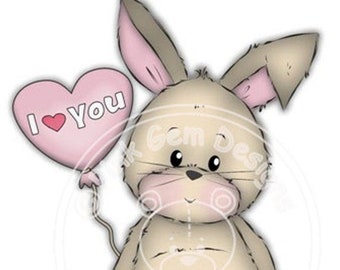 Digital Digi Stamp Some Bunny Loves You  - Birthday, Valentines, Mothers Day, Love