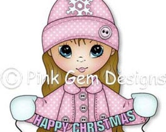 Digital Stamp Christmas Grace. Cute Girl. Christmas Cards. Card Making. Paper Craft. Digital Scrapbooking. Invitations. Digi Stamp